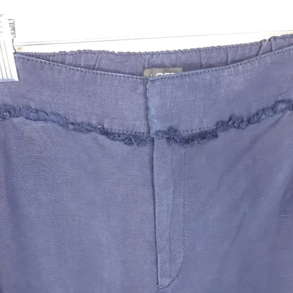 Loft Lyocel Linen Blend Navy NWT Raw Edge Pants - Picture 5 of 10